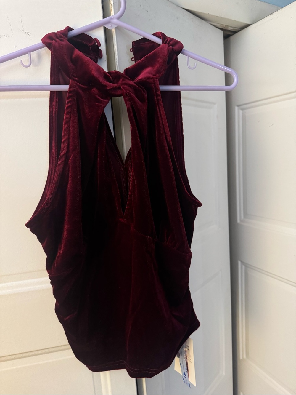 Velvet Twist-From Sleeveless Top - Burgundy